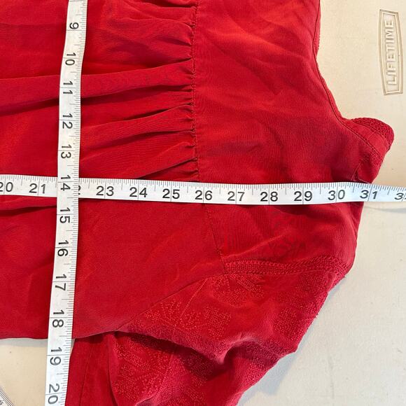 Madewell Ballad‎ Red Silk Embroidered Tunic Top Womans Small Feminine Romantic - Picture 4 of 8